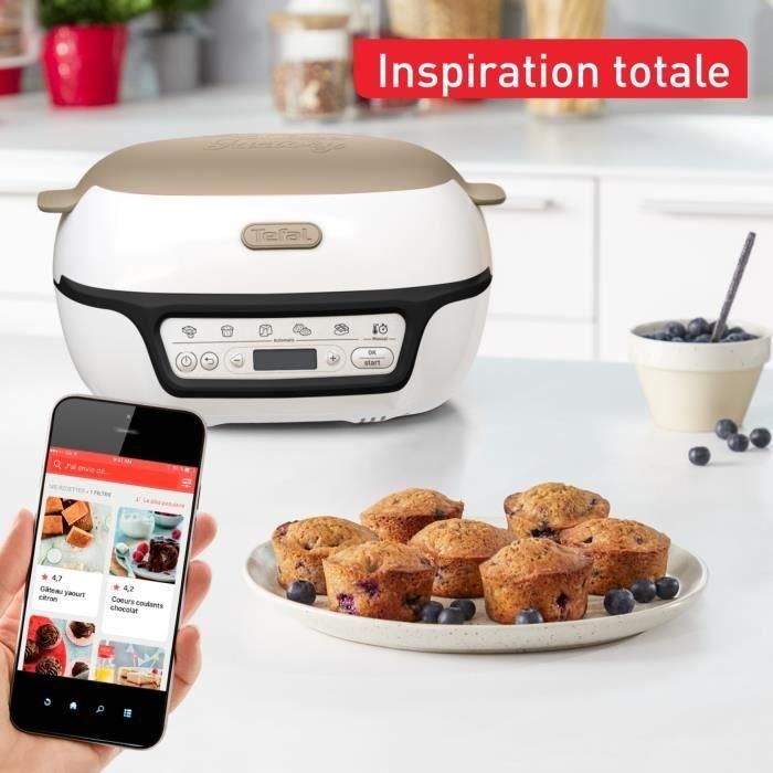 TEFAL Máquina de tartas Inteligente, 5 programas precisos, Molde Antiadherente, 6 moldes para muffins Creabake, Cake Factory KD804910 4