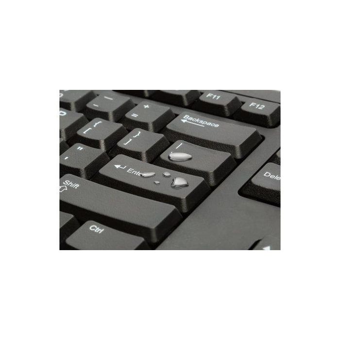Kensington Teclado KB100 EQ con Cable USB-A Negro, 65% Reciclado, Resistente a Salpicaduras, Tamaño Completo para Oficina