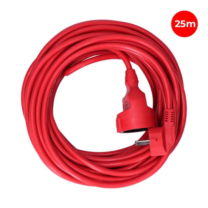 Prolongador con 1 toma 2p+t, 16a 250v~ 25 m de cable h05vv-f 3g1,5mm² rojo