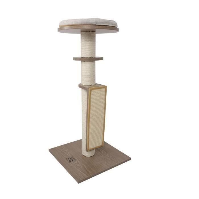 CatElite - Árbol para gatos GEORGE II - 40 x 40 x 79 cm - Plataforma de madera MDF con poste de sisal 1