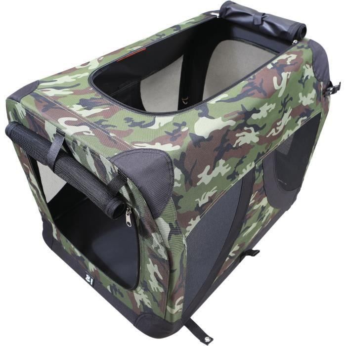 Caja de transporte - M PETS - COMFORT CRATE L - Camuflaje - Plegable - Estructura metálica - Rejillas de ventilación 1