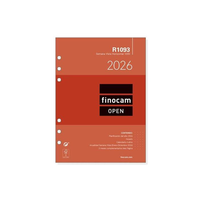 Finocam Recambio Anual Agenda De Anillas Open R1093 155x215 mm Svh 2026