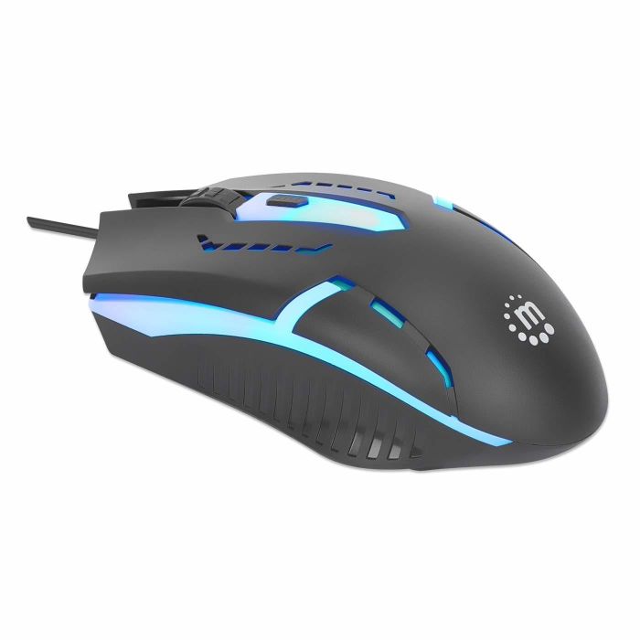 Manhattan Ratón Gaming Óptico con Cable USB LED RGB Ambidextro 1500 DPI para Links y Diestros 1