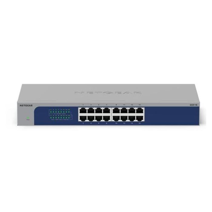 NETGEAR GS516-300EUS Switch No Administrado, 16 Puertos Gigabit Ethernet (10/100/1000), Montaje en Rack, QoS 0 NETGEAR GS516-300EUS Switch No Administrado, 16 Puertos Gigabit Ethernet (10/100/1000), Montaje en Rack, QoS 0