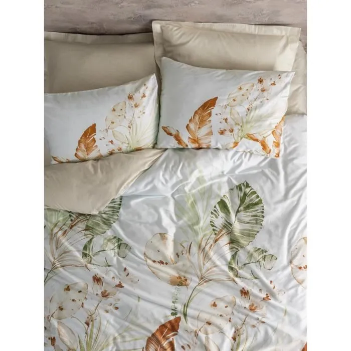 Juego de Cama 1 Funda Nórdica 220x240 cm + 2 Fundas Almohada 60x60 cm 100% Algodón Satén Beige ASI8683742886686 3