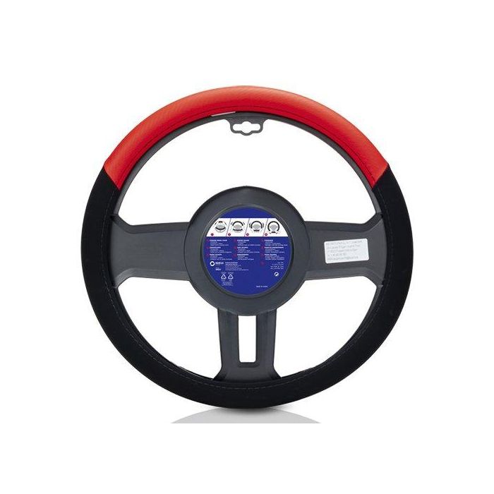 Sparco SPCS122RS Funda de Volante Universal Rojo para Diámetros 37-38cm, Fabricada en Ante PVC, Agarre Cómodo y Antidesgaste 3
