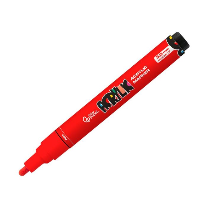 Rotulador Liderpapel Acrylic Base Agua Todo Tipo De Superficie Punta Redonda 3 mm Rojo 1