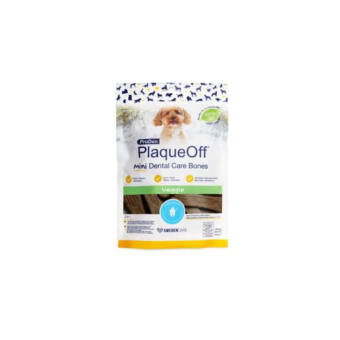 Proden Plaqueoff Mini Dental Carebones Veggie - Complemento alimenticio natural para higiene bucodental de perros y gatos, 340 gr Proden Plaqueoff Mini Dental Carebones Veggie - Complemento alimenticio natural para higiene bucodental de perros y gatos, 340 gr