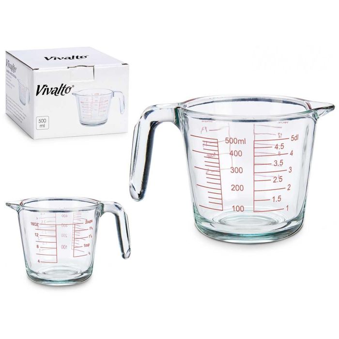 Jarra Medidora de Vidrio Vivalto 500 ml - 12x10x17.7 cm Transparente (18 Unidades) Jarra Medidora de Vidrio Vivalto 500 ml - 12x10x17.7 cm Transparente (18 Unidades)