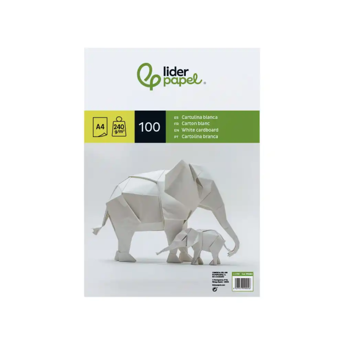 Liderpapel Cartulina A4 240g/m2 Blanco Paquete de 100 Hojas 1