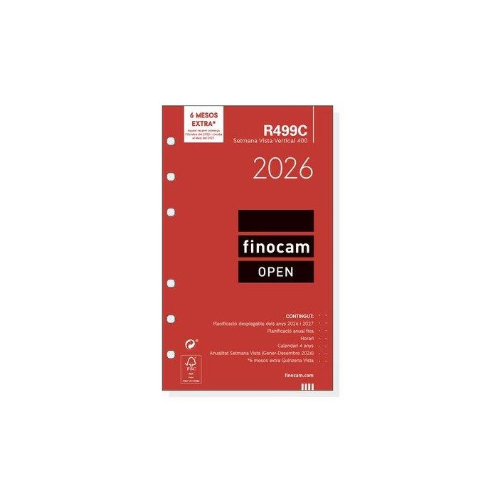 Recambio Agenda Anual (2026) Catalan Finocam R499C Open 400 91X152 Anualidad S/V