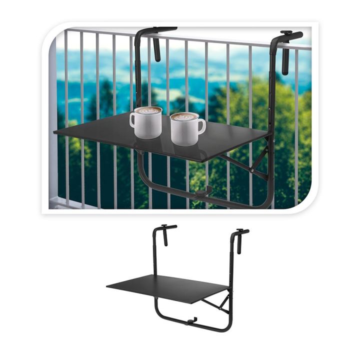 Mesa plegable para balcon color gris oscuro 60 x 43 cm 1 Mesa plegable para balcon color gris oscuro 60 x 43 cm 1