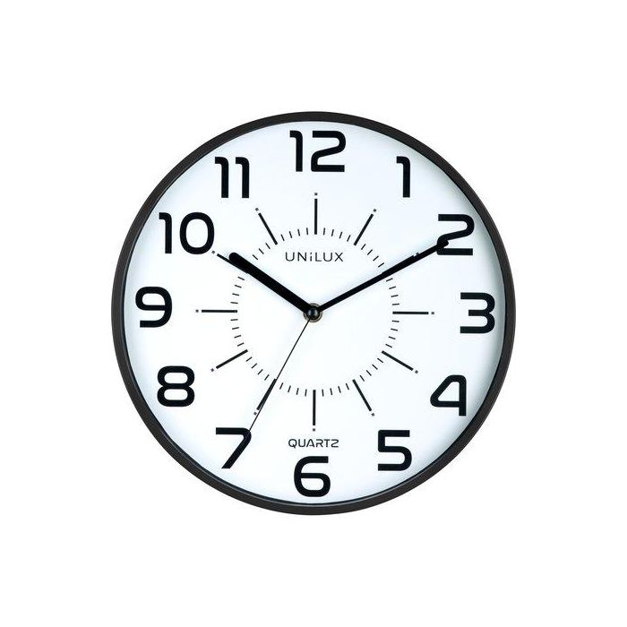 Reloj Pared Unilux Pop Negro Analogico 28 Cm Ø (Pila Incluida)