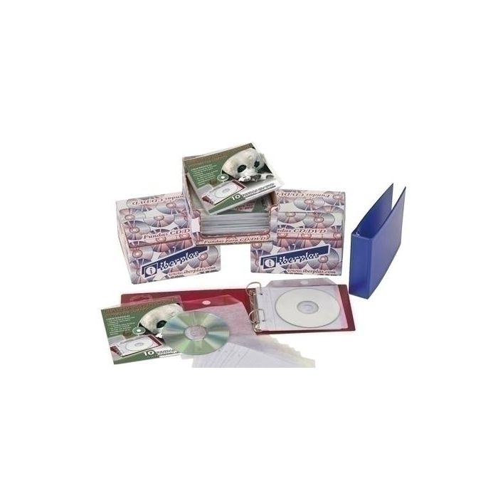 Funda Cd/Dvd Iberplas Pvc 125X125 Solapa Con Talad. Y Proteccion (140Μ) Paquete De 10