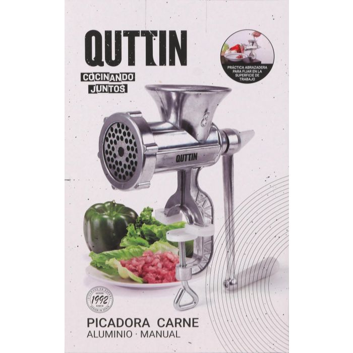 Quttin Picadora de Carne Manual de Aluminio, 9.5 x 23 x 18 cm (6 Unidades) 1