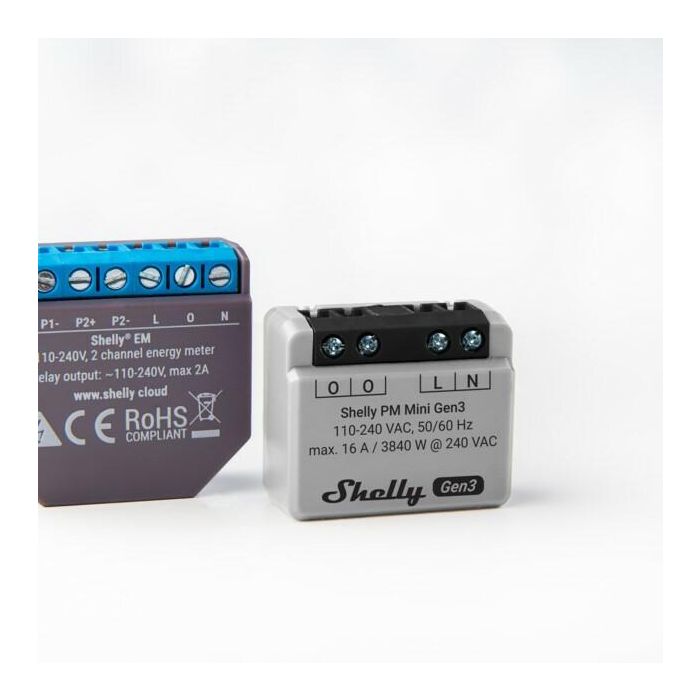 Shelly Relais "PM Mini Gen. 3" WLAN BT Unterputz 2 Shelly Relais "PM Mini Gen. 3" WLAN BT Unterputz 2