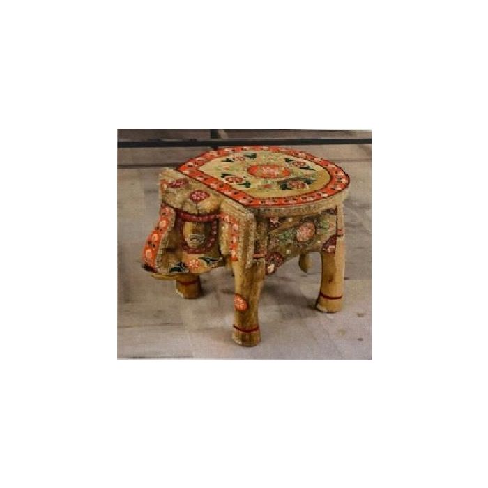 DKD Home Decor Mesita Auxiliar Indio Multicolor de MDF y Madera de Mango. Dimensiones: 35.8x35.8x46.5 cm (L x An x Al) 1