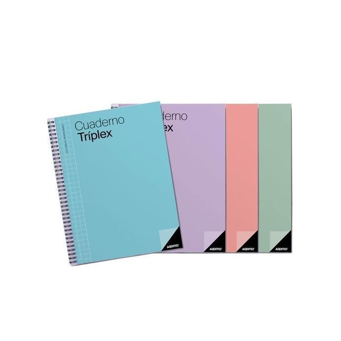 Additio Cuaderno Triplex Para Profesorado Espiral Doble 144 Páginas PVC - Colores Surtidos