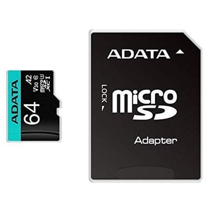 Adata AUSDX64GUI3V30SA2 Tarjeta Memoria Micro SDXC UHS-I U3 64GB con Adaptador 1