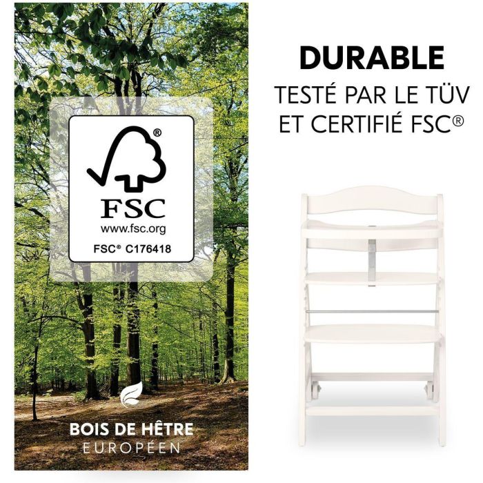 Hauck Trona Evolutiva BETA+ de Madera FSC con Arnés 5 Puntos y Ruedas - De 6 Meses a 90 kg - Blanco 2 Hauck Trona Evolutiva BETA+ de Madera FSC con Arnés 5 Puntos y Ruedas - De 6 Meses a 90 kg - Blanco 2