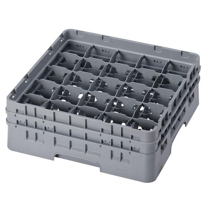 CAMBRO - 25S434-151 - Cesta de lavado 25 comp. 2 alturas - 8,7 cm Ø máx. - alt. máx. 13,5 cm - 50 x 50 x 18,4 cm - Gris claro