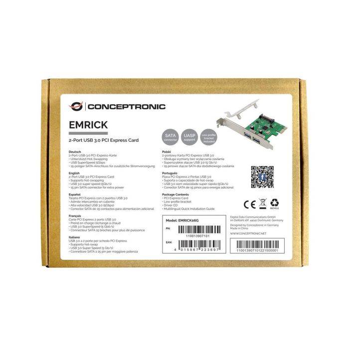Conceptronic Emrick06 gr Tarjeta PCI Express 2 Puertos USB 3.0 SuperSpeed 5 Gbps 1