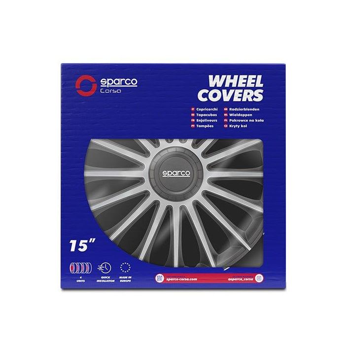 Sparco Tapacubos Torino 15" Negro-Plata Cs5 SPC1593BKSV 4 Sparco Tapacubos Torino 15" Negro-Plata Cs5 SPC1593BKSV 4