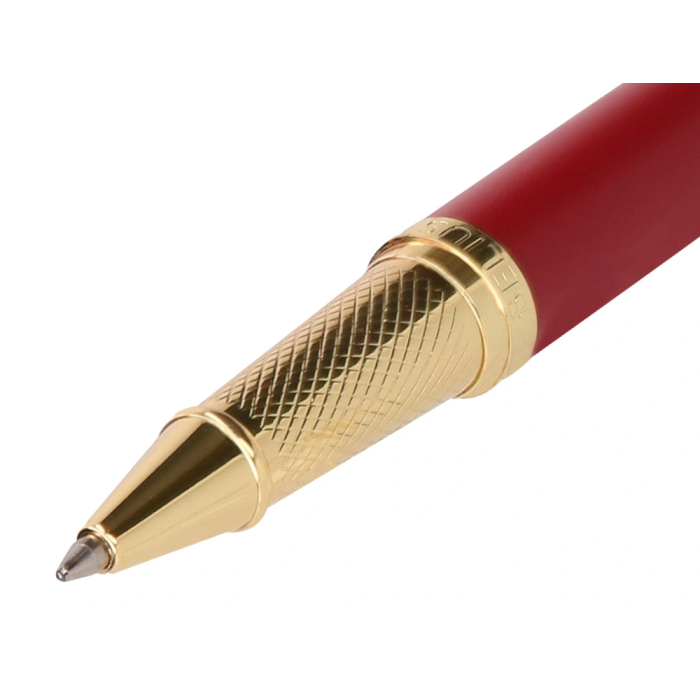 Belius Bolígrafo y Estuche Soirée Art Deco Granate y Dorado Tinta Azul Caja de Diseño 9