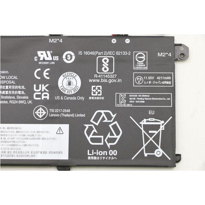 Lenovo 3-cell Lithium-ion battery, 50Wh capacity, designed for Lenovo laptops, 11.55V output, internal use only. 3