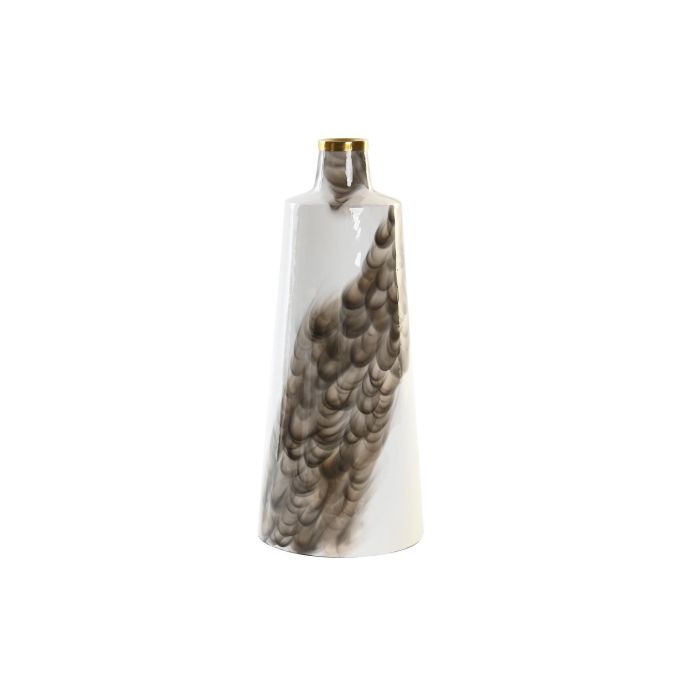 DKD Home Decor Jarrón Decoración Interior Moderno Bicolor de Metal y Hierro, 15x15x37 cm