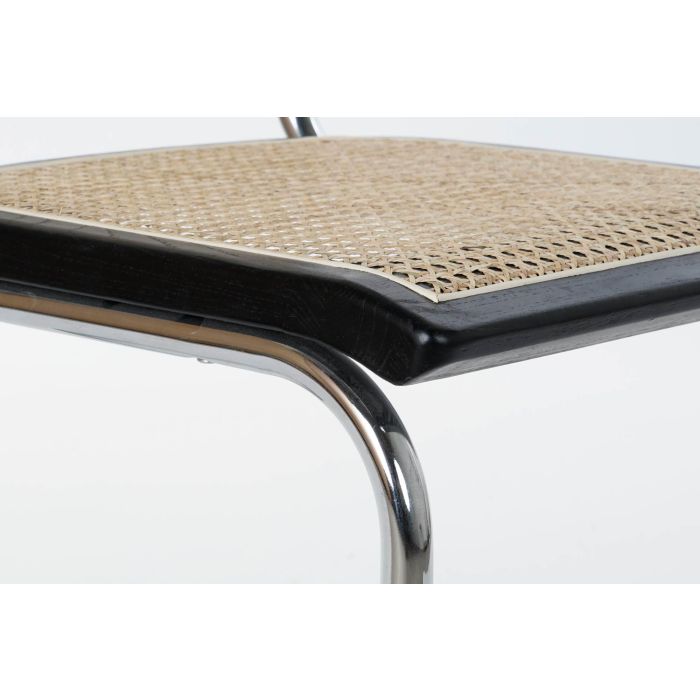 DKD Home Decor Silla Horeca Vintage de Olmo y Ratán con Rejilla, Colores Negro y Natural, Pack de 4 Unidades, Altura Asiento 45 cm 3