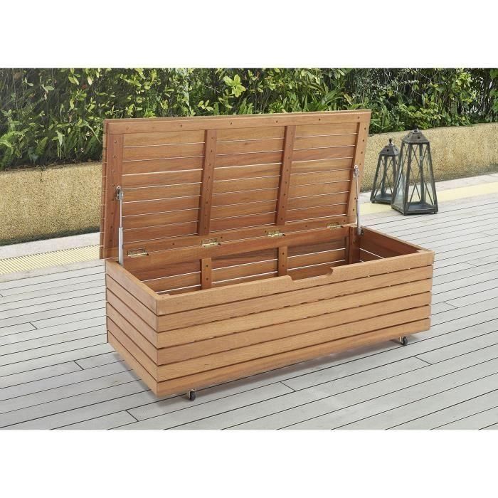 Cómoda de jardín 190L en exótica madera de eucalipto FSC - 190 L - 48,5 x 109,5 x 37 cm - Con ruedas - Efecto teca Cómoda de jardín 190L en exótica madera de eucalipto FSC - 190 L - 48,5 x 109,5 x 37 cm - Con ruedas - Efecto teca