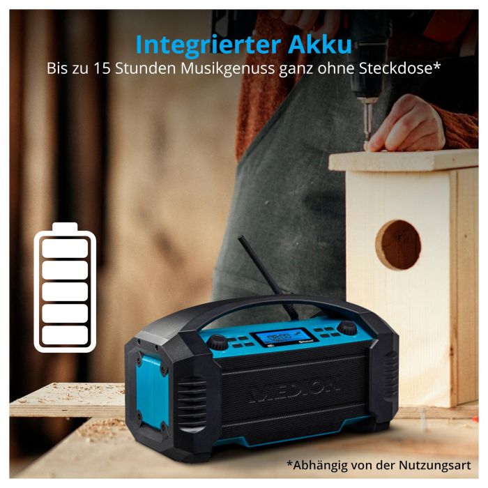 Medion MD 43320 Radio de Obra DAB+ Bluetooth 15W LCD Azul Negro 8