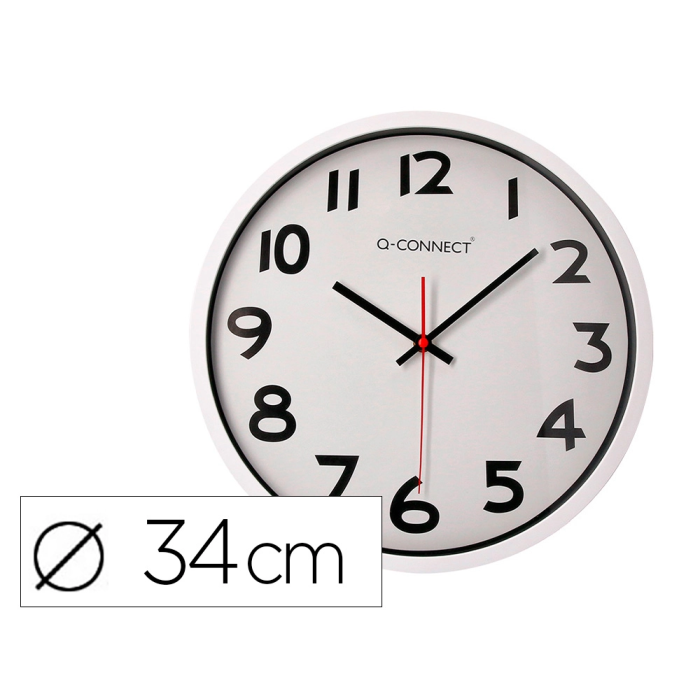 Q-connect Reloj de Pared Oficina Redondo Plástico Blanco 34 cm 0 Q-connect Reloj de Pared Oficina Redondo Plástico Blanco 34 cm 0