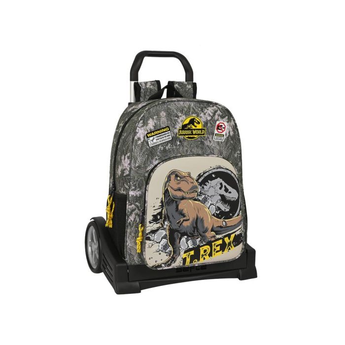 Mochila Escolar con Ruedas Jurassic World Warning Gris 33 x 42 x 14 cm