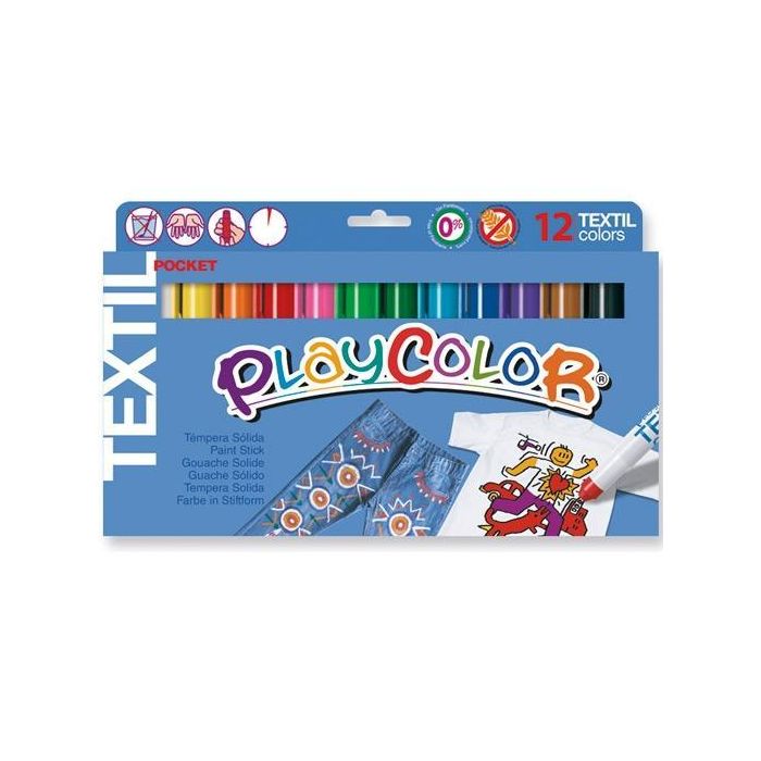 Playcolor Témperas Sólidas Textil Pocket En Barra Estuche De 12 C-Surtidos Playcolor Témperas Sólidas Textil Pocket En Barra Estuche De 12 C-Surtidos