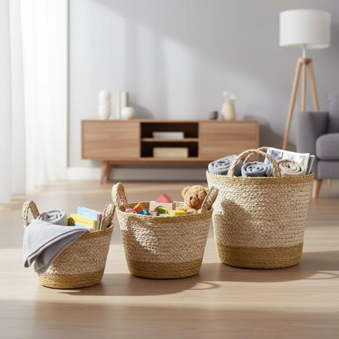 Inde Cesta Cónica Seagrass con Asas 25 cm 3 Inde Cesta Cónica Seagrass con Asas 25 cm 3