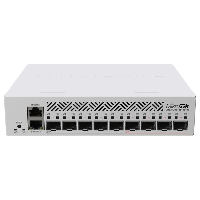 MikroTik CRS310-1G-5S-4S+IN Switch Gestionado L3 con 5 SFP y 4 SFP+ PoE+ Montaje en Rack 1U MikroTik CRS310-1G-5S-4S+IN Switch Gestionado L3 con 5 SFP y 4 SFP+ PoE+ Montaje en Rack 1U