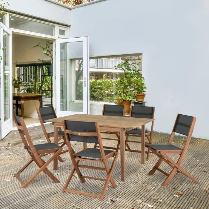 Conjunto de 2 Sillas Plegables de Madera de Acacia FSC y Textilene Gris 4 Conjunto de 2 Sillas Plegables de Madera de Acacia FSC y Textilene Gris 4