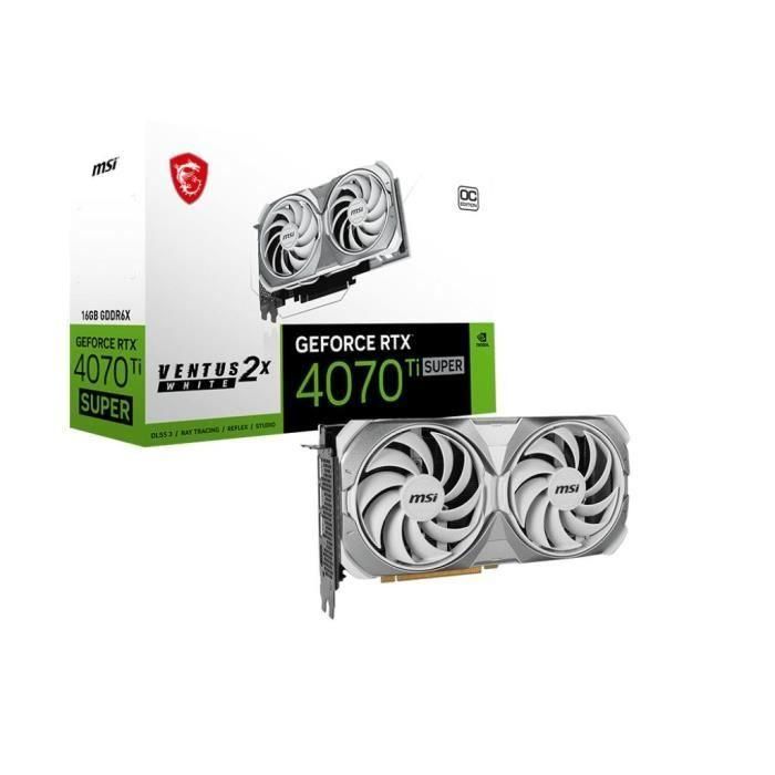 MSI - Tarjeta gráfica - NVIDIA GeForce RTX 4070 Ti SUPER 16G VENTUS 2X BLANCO