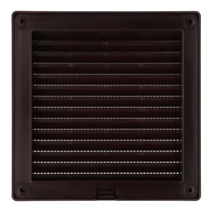 Rejilla ventilación cuadrada empotrable con mosquitera 140 x 140mm abs marrón 1