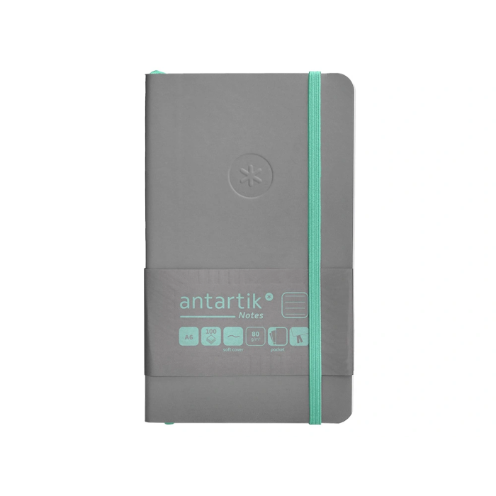 Antartik Cuaderno A6 Tapa Blanda Rayas Gris y Turquesa, 100 Hojas 80gr FSC 1