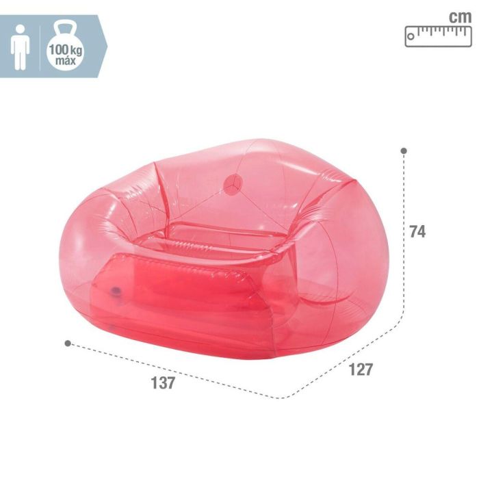 Sillón Hinchable para Piscina Intex Beanless Transparente Rosa 137 x 74 x 127 cm (4 Unidades) 3