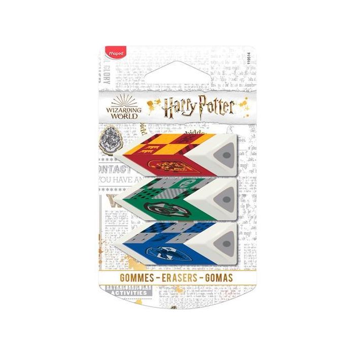 Maped Goma Harry Potter 3 Casas De Howarts Triangular En Blister De 3