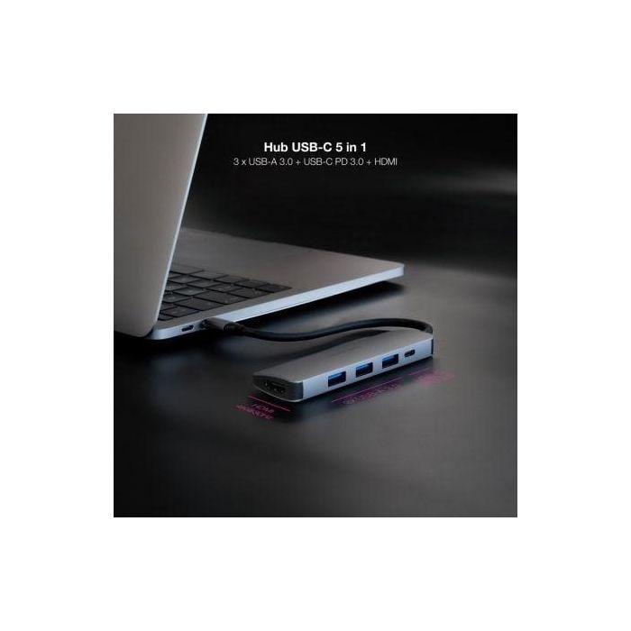 Nano Cable 10.16.4605 Docking Tipo-C 3xUSB 1xHDMI 4K 1xUSB Tipo-C PD Gris 2