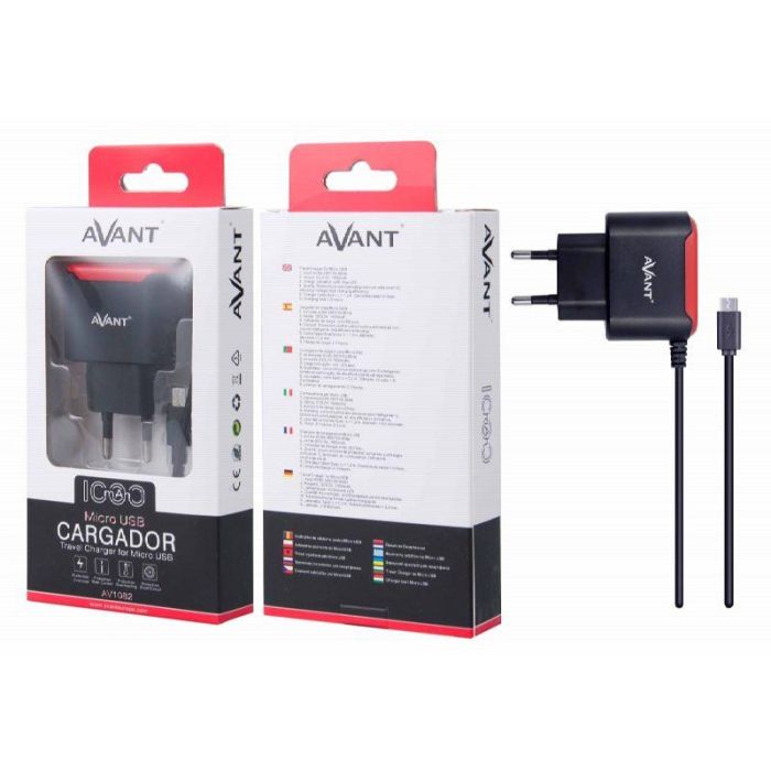 AVANT CONNECT Cargador de corriente con cable Micro USB 1A, color Negro