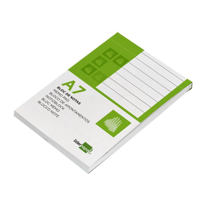 Bloc Notas Liderpapel Horizontal A7 80 Hojas 60 gr-M2 Perforado 10 unidades 5