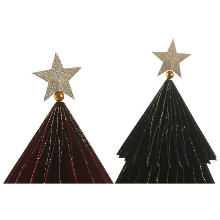 Arbol Navidad Tradicional DKD Home Decor Burdeos Verde 22 x 36 x 22 cm (12 Unidades) 1