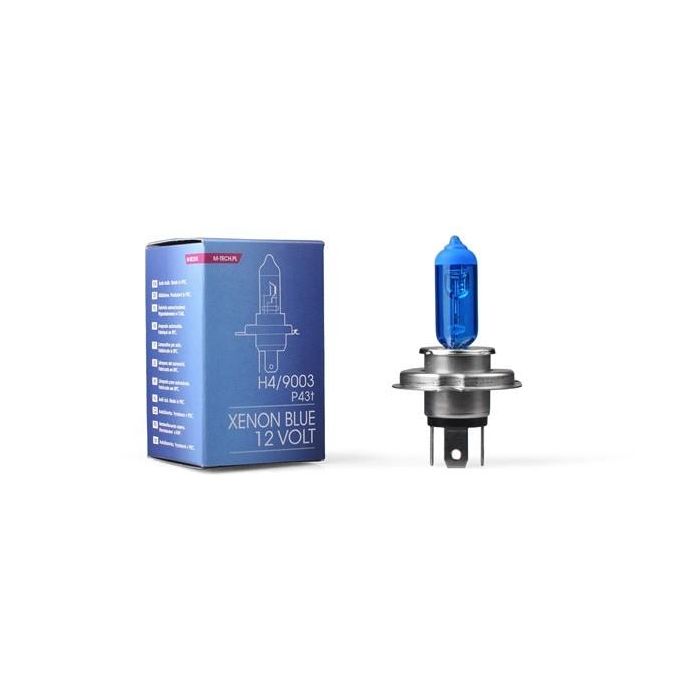M-Tech MTECZXB4 Bombilla Halógena H4 Xenon Blue P43T 12V 60/55W con Efecto Luz Xenón Azul - Pack 10 Unidades