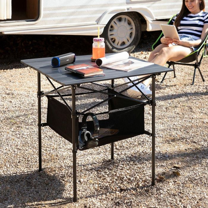 Mesa de Camping Plegable con Cesta y Funda Folble InnovaGoods